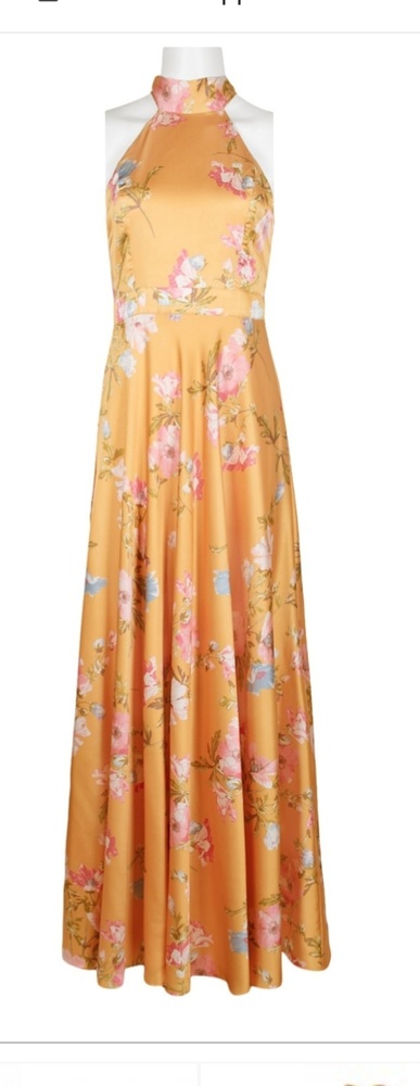 LAUNDRY BY SHELLI SEGAL FLORAL HALTER SATIN MAXI DRESS SIZE 2 - Picture 2 of 8